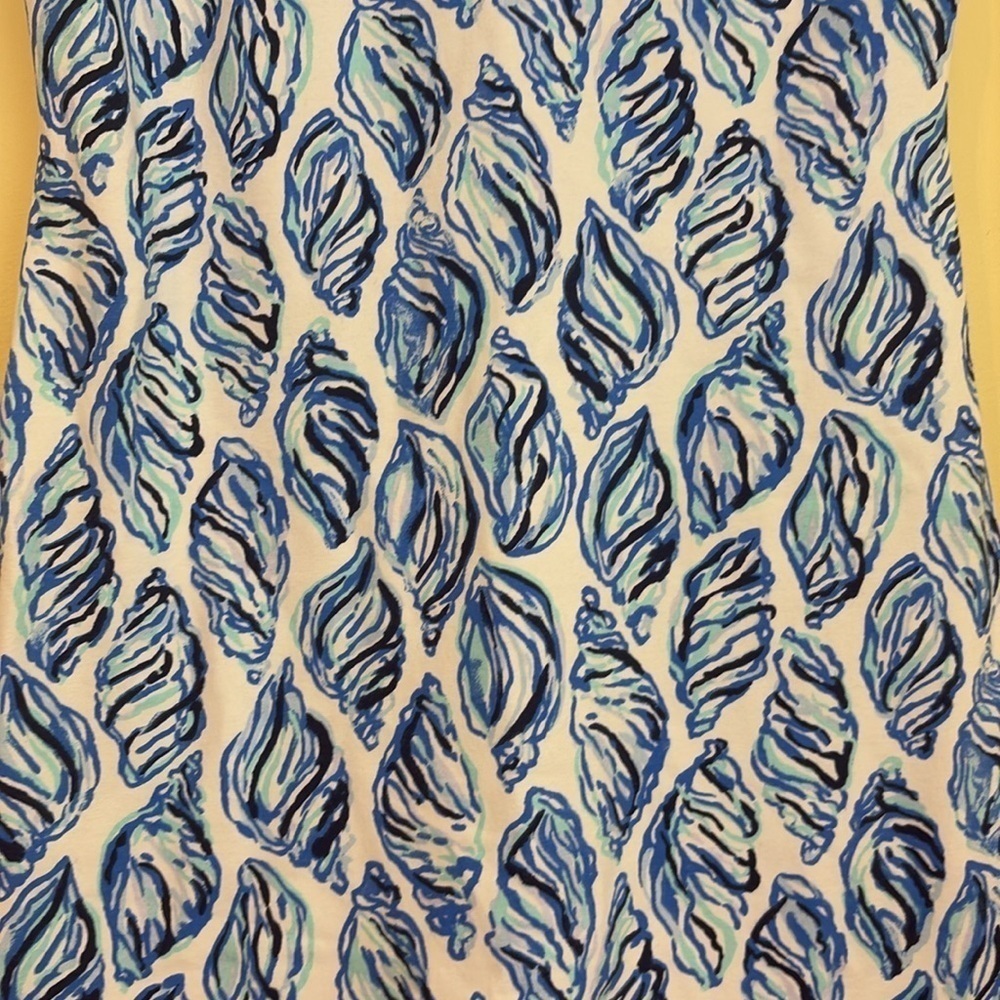 Lilly Pulitzer | Harper Blue White Conch Shell Pattern Tropical Shift Dress XXS - Picture 7 of 17